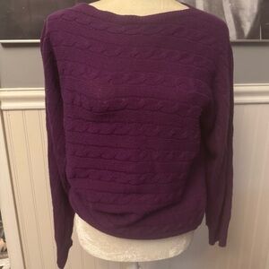 Lauren Ralph Lauren Purple Cable Knit Boatneck Sweater Size Large